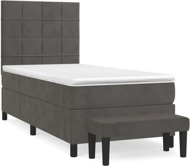 vidaXL Boxspringbett mit Matratze Dunkelgrau Samt B/T/H: 100 x 200 x 118 cm - Bild 1