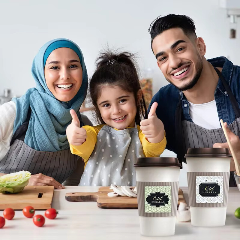 500 Stück Eid Mubarak Aufkleber als selbstklebende Etiketten für Ramadan, islamische Partydekoration und Geschenkverpackungen - Bild 2
