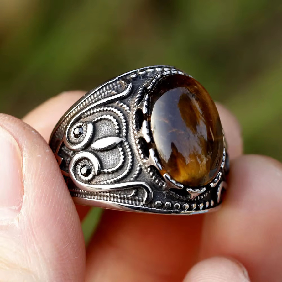 Herrenring Edelstahl, Bunter Kristall, Light Guide - Bild 2