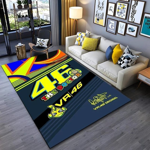 Rouxin eleven VR46 Rossi The Doctor Rechteckiger Teppich MotoGP Rennsport Fan Heimdeko, gelb, B/T: 60 x 40 cm - Bild 1
