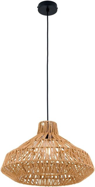 Orion Leuchten Boho Basket Hängeleuchte im skandinavischen Stil aus Metall und Hanfkordeln, E27, Weiß - Bild 1