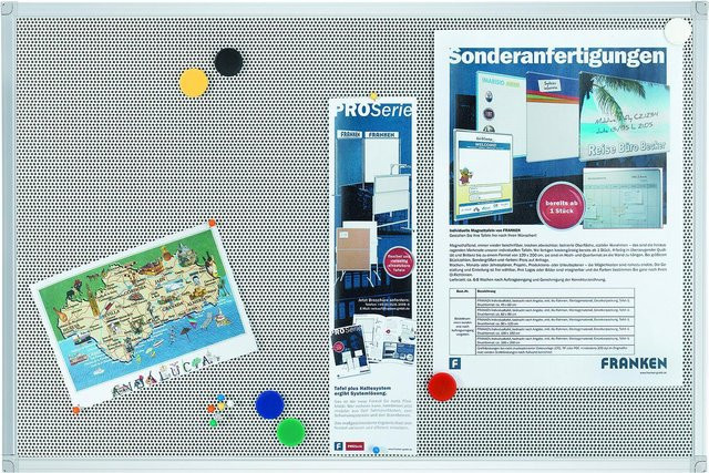 Franken Pin'n'Mag X-tra!Line Pinnwandtafel aus Textil und Metallgitter mit Aluminiumrahmen, Silber/Grau, B: 60 cm, H: 45 cm - Bild 1