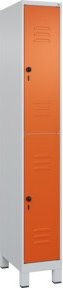 C+P Doppelstock-Spind Classic PLUS mit Füßen, 1 Abteil, Stahl, Lichtgrau/Reinorange, H x B x T: 195 x 30 x 50 cm - Bild 1