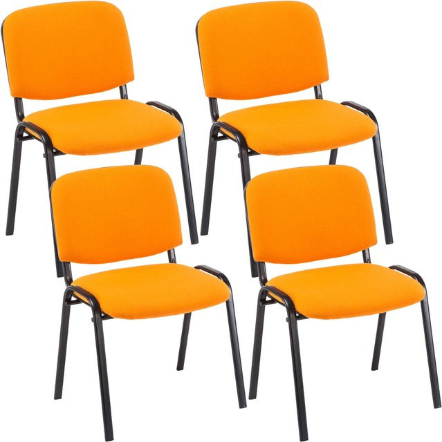 TPFLiving 4er Set Besucherstühle Keen mit Stoffbezug und schwarzem Gestell in Orange - Bild 1