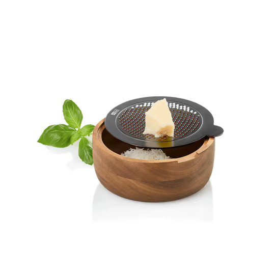 Westmark Feinreibe CutnServe in Schwarz mit Edelstahl und Holz sowie Behälter und rutschfester Basis, B/T/H: 14,0 x 6,0 x 14,0 cm - Bild 2