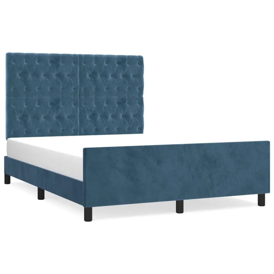 vidaXL Bettgestell ohne Matratze aus Samt in Dunkelblau B/T/H: 140 x 200 x 128 cm - Bild 2