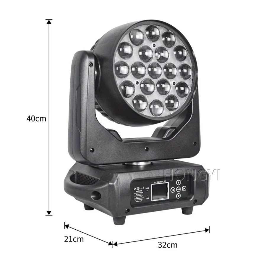 JOYINLED Moving Head Wash Zoom Light mit 19x15W LED, CTO ECO, RGBW und DMX-Steuerung, Beam-Ring-Effekt, Schwarz - Bild 1