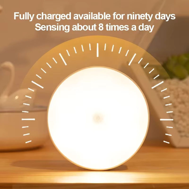 XIWANGFIRE LED Nachtlicht mit Bewegungssensor, USB aufladbare Nachtlampe mit magnetischer Basis, weiß, rund - Bild 6