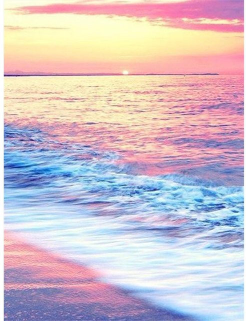 FIYO Diamond Painting Landschaft Sonnenuntergang am Meer, Mosaik Stickerei Set in Grau und Multicolour, B/H: 20 x 30 cm - Bild 1