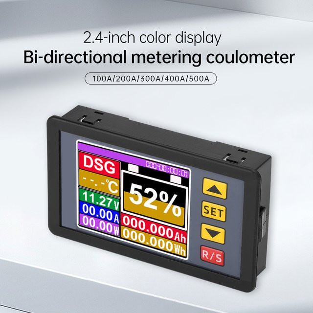 Aideepen Multifunktions-Voltmeter und Coulometer mit Shunt zur Messung von Spannung, Strom und Batteriekapazität DC7-200V, 0-500A mit 2,4 Zoll Ziffernanzeige - Bild 1