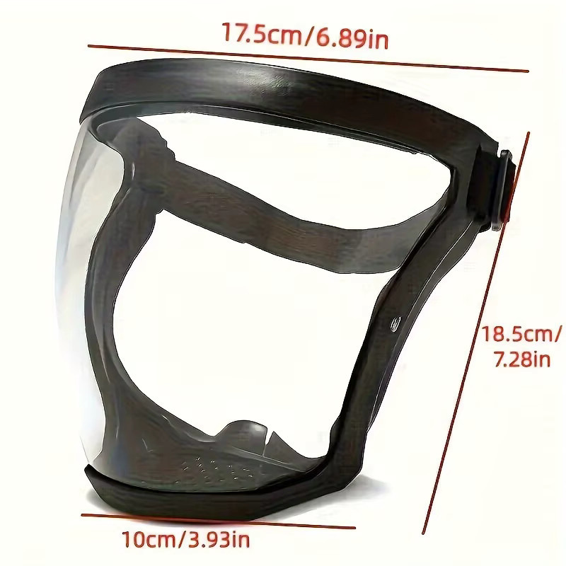 Transparente Vollgesichts-Schutzmaske mit verstellbarer Schnalle in Schwarz, wiederverwendbarer und hitzebeständiger Gesichtsschutz, B/T/H: 18,5 x 17,5 x 10,0 cm - Bild 5