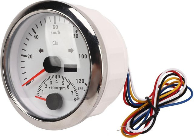 Fishine GPS-Tachometer mit Drehzahlmesser bis 8000 U/min und Kontrollleuchte, Grau - Bild 1