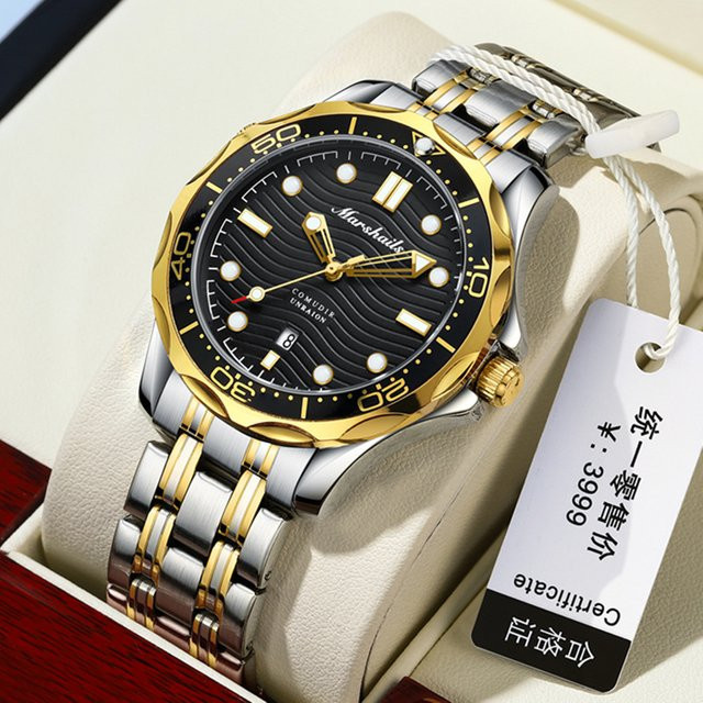 Mairuige Armbanduhr Edelstahl, Quarz, Schwarz, Herren - Bild 1