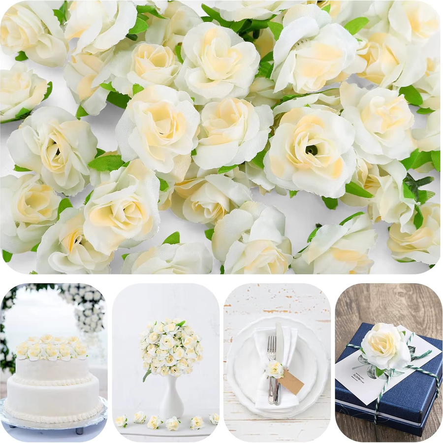 TTCY Künstliche Seidenrosen in Creme Weiß für Hochzeit, Weihnachten und DIY-Dekoration - Bild 1