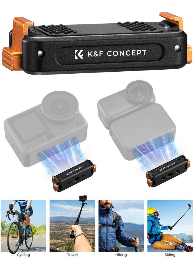 K&F CONCEPT Magnetische Schnellwechselhalterung für DJI Osmo Action 6 und Osmo Nano Verlängerungsbasis aus Aluminiumlegierung in Schwarz mit 1/4-Zoll-Gewinde - Bild 6