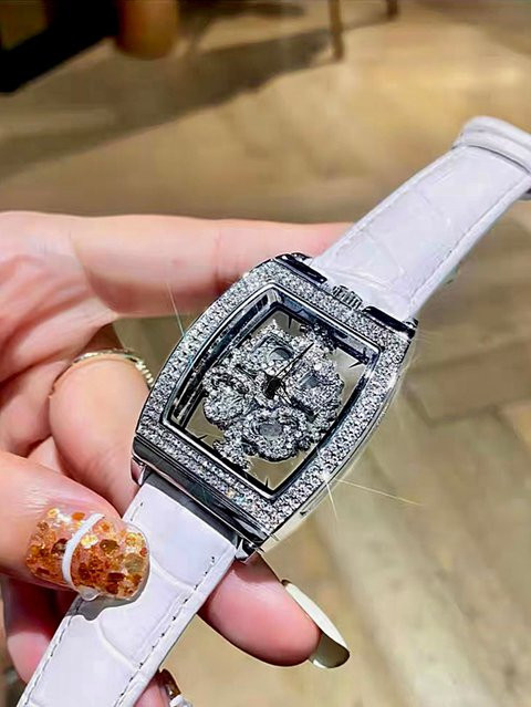 LSVTR Armbanduhr Quarz, Diamant, Weiß, Leder, Damen - Bild 1
