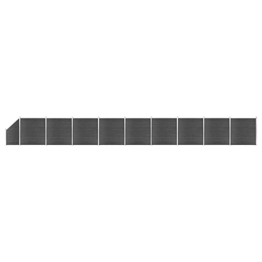 vidaXL Zaunelement Set WPC in Schwarz mit Aluminium und Stahl, Höhe: 186 cm, Breite: 1657 cm, Tiefe: 111 cm - Bild 2