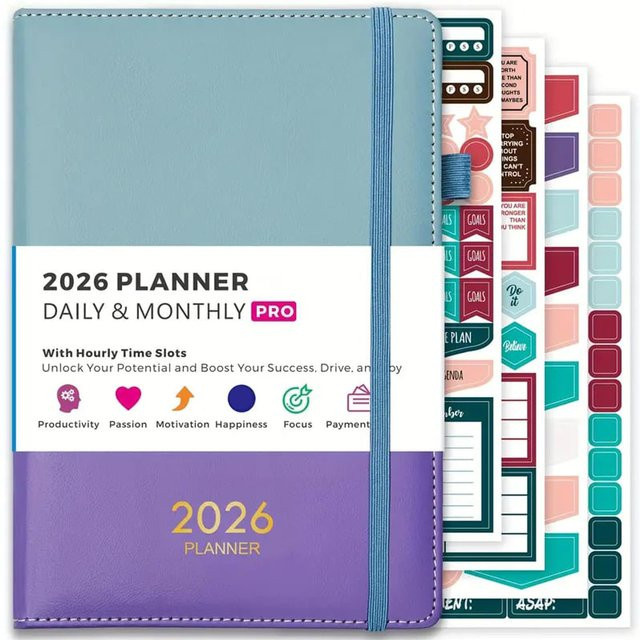 A5 Planer-Notizbuch 2026 mit Hardcover für deine jährliche, monatliche und wöchentliche Planung in Schule und Büro - Bild 1