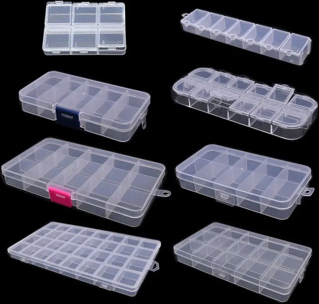 Transparente Aufbewahrungsbox aus Kunststoff mit 6 bis 32 Fächern für Perlen, Schmuck und Bastelbedarf - Bild 1