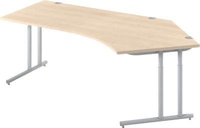 Schäfer Shop Select Winkelschreibtisch COMBITEC mit C-Fuß, Ahorn/weiß, B: 216,5 cm, T: 80,0 cm, H: 67,7-81,7 cm - Bild 1