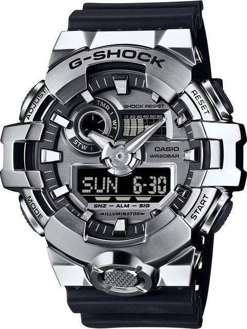 Casio Armbanduhr G-Shock Classic, Quarz, Edelstahl, Silber, 53 mm, Herren - Bild 1