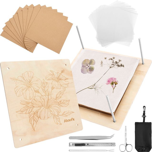 Blumenpressen-Kit aus Holz in Braun für DIY-Pflanzenpresse und Trockenblumen-Bastelarbeiten - Bild 1