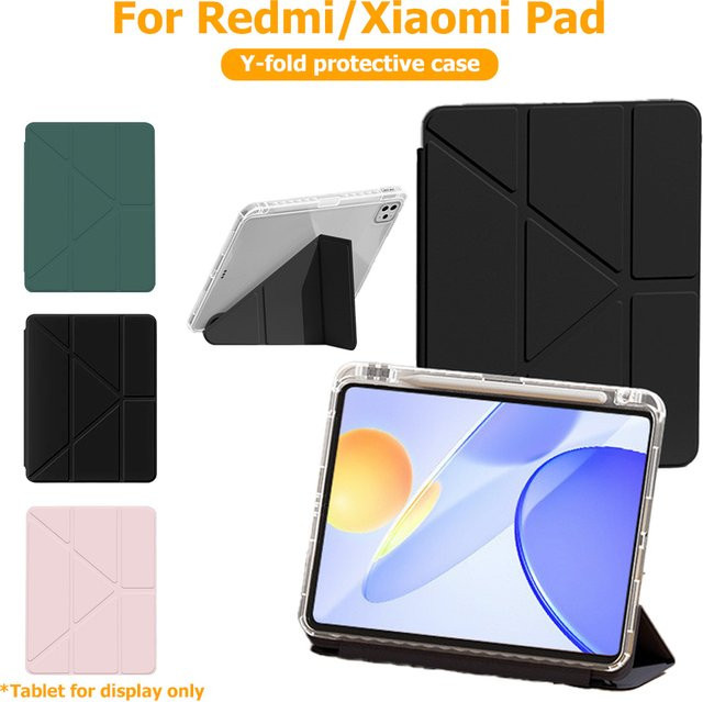 Y-förmige Schutzhülle für Xiaomi Redmi Pad SE 8.7 11 Zoll 2 2025 und Poco Pad 12.1 mit Stifthalter und verstellbarem Ständer, transparent - Bild 1