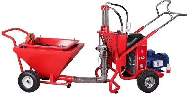 YG F50 Elektrisches Gipssprühgerät in Rot, Hydraulische Mörsensprühmaschine mit 380 V Motorpumpe für Bau und Heimgebrauch - Bild 1