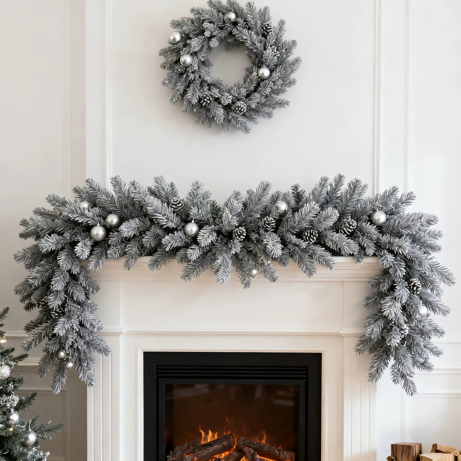 Realistische künstliche Schnee-Kiefer-Girlande in Grün für deine Weihnachtsdekoration im Innen- und Außenbereich - Bild 2
