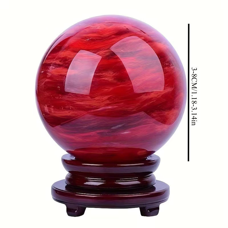 Rote Kristallquarzkugel aus Glas als runde Heimdekoration - Bild 3