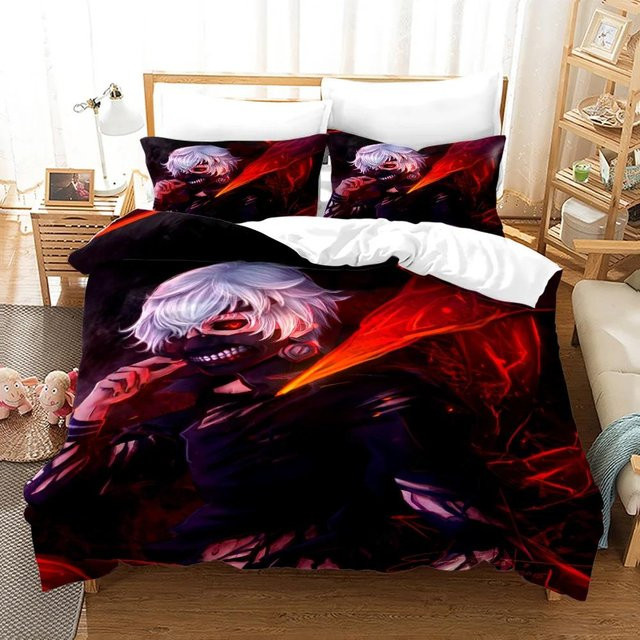 Bettwäscheset Tokyo Ghoul Kaneki Ken mit Bettbezug und Kissenbezug, Schwarz, B/H: 70 x 133 cm - Bild 1