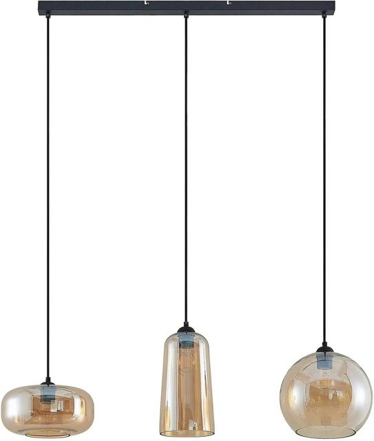 Lucande Pendelleuchte Wilja 3-flammig in Creme aus Glas im Retro Vintage Antik Design mit E27 Fassung - Bild 1