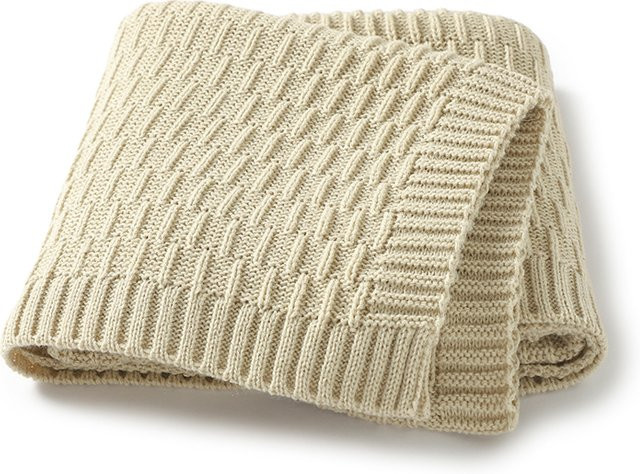 Mimixiong Baby Decke Gestrickt für Neugeborenen, Beige, B/T: 90 x 70 cm - Bild 1