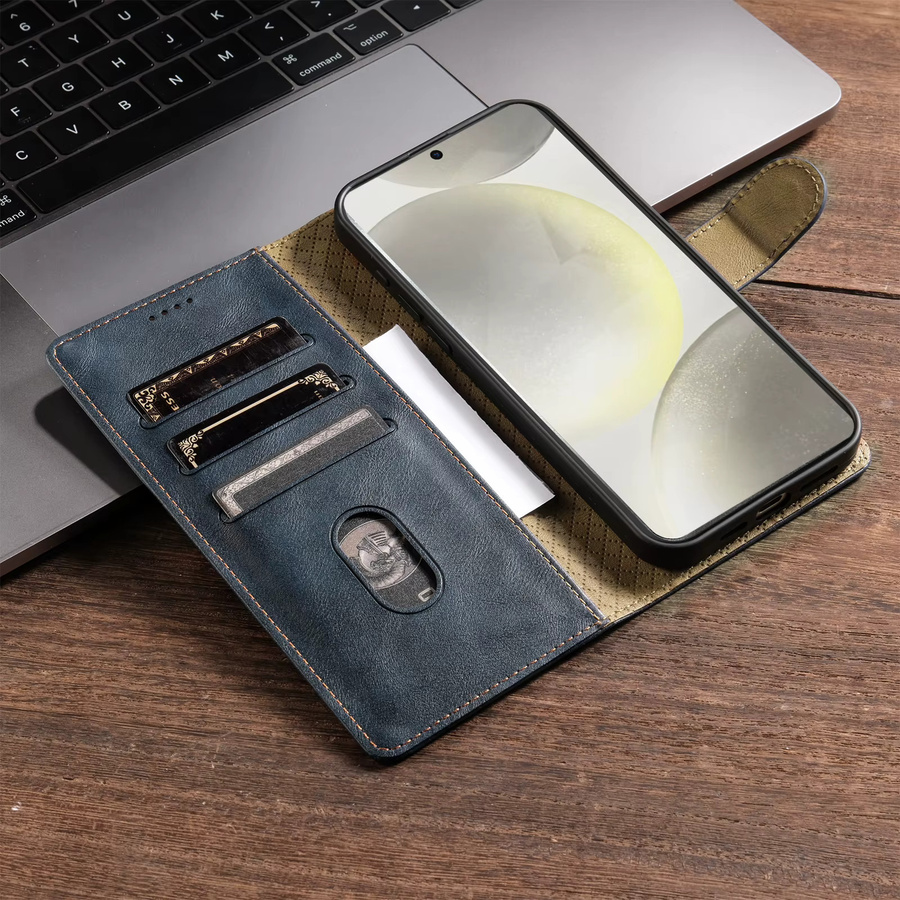 Samsung Flip Ledertasche Wallet Cover in Blau für Galaxy A55 A15 A35 A25 A17 A16 A56 A36 A14 A34 A54 A13 A23 A33 A53 A52 A72 A32 A12 5G - Bild 2