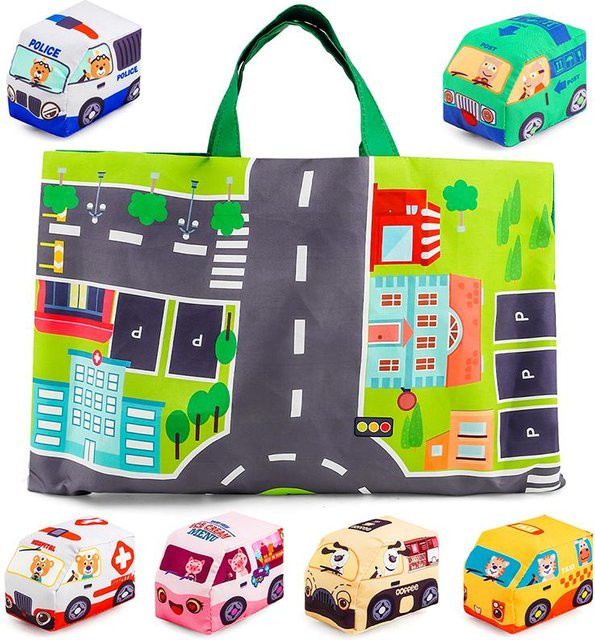 Yiran toy Weiches Auto-Spielzeug-Set mit Spielmatte & 6 Fahrzeugen 6-teiliges Set - Bild 1