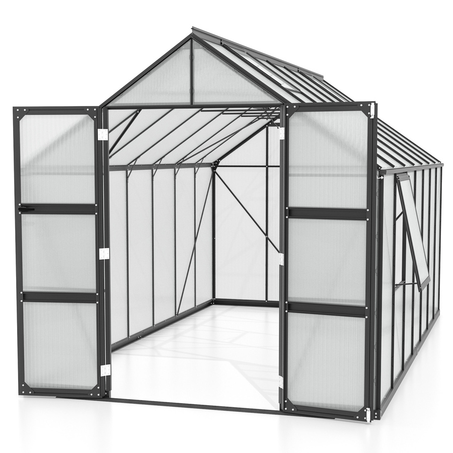 Vitavia Gewächshaus Olymp 11500 Schwarz mit 11,5 m² Fläche, Polycarbonat-Platten und Fundamentrahmen - Bild 2