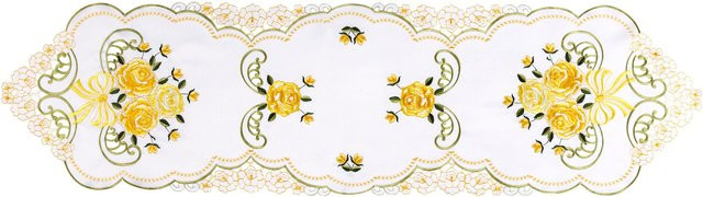 Tischläufer Rose von viva domo mit floralem Muster in Multicolour und Weiß, B/T: 140 x 40 cm - Bild 1