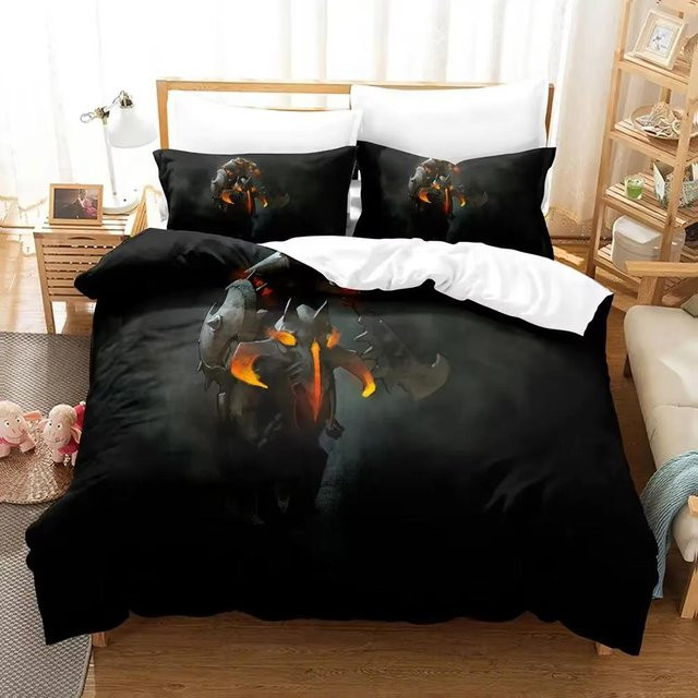 Dota 2 Bettwäsche Set mit 3D-Druck Design, Bettbezug und Kissenbezug für Erwachsene, Farbe: Schwarz, B/H: 135 x 200 cm - Bild 1