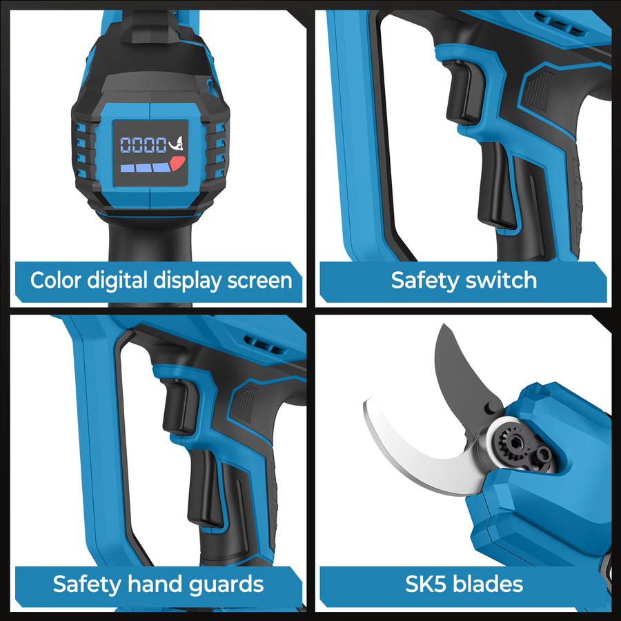 Kabellose elektrische Gartenschere von Makita mit 60 mm bürstenlosem Schneidwerkzeug und automatischer Geschwindigkeitsregelung in Blau, kompatibel mit Makita LXT 21V Akku - Bild 4
