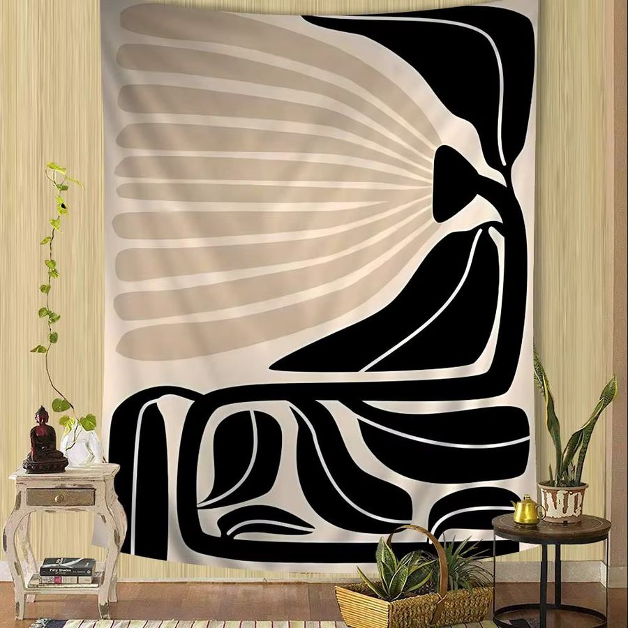 Potdemiel Wandteppich mit abstrakten minimalistischen weiblichen Körperlinien im Anime-Stil zur Wanddekoration - Bild 3