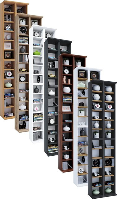 VCM Almera CD DVD Regal aus Holz in Weiß, H x B x T: 183 x 42 x 20 cm - Bild 1