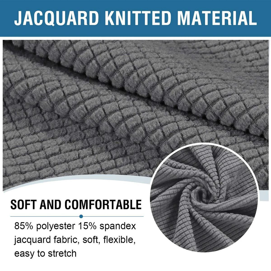 Stretch Ottoman Hülle aus Jacquard für runde Klapphocker und Aufbewahrungshocker, Möbelschutzhülle in modernem Stil - Bild 3
