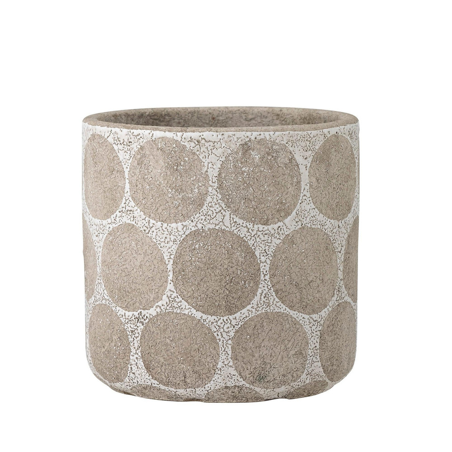 Bloomingville Blumentopf Felan aus Keramik in Weiß und Beige mit Punktmuster, Durchmesser: 12 cm - Bild 1