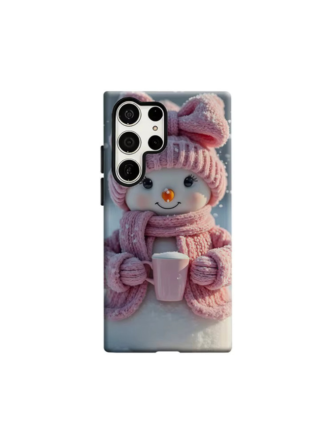 Stoßfeste Doppelschicht Handyhülle mit Pastellfarbenem Strick-Schneemann Design für Samsung Galaxy S25 Ultra, S24 und S23 Ultra Plus in Pink - Bild 6