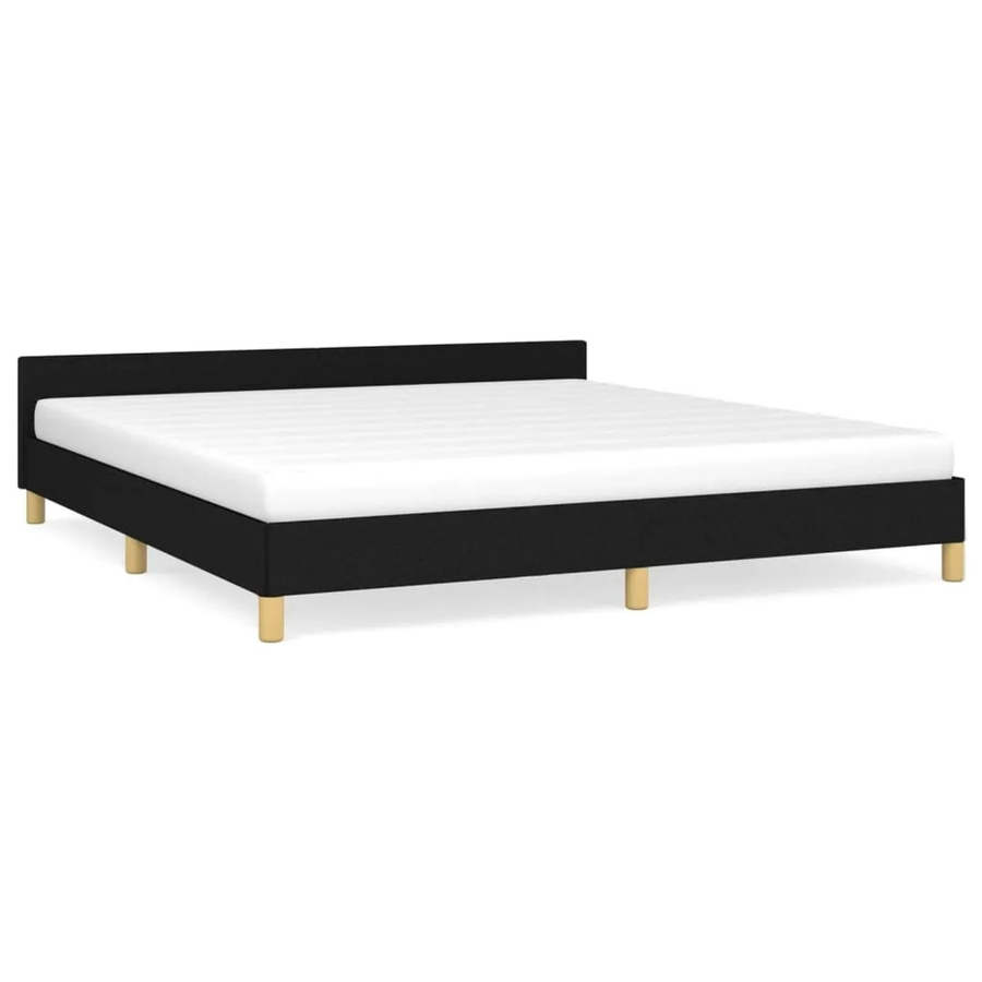 vidaXL Bettgestell mit Kopfteil in Schwarz aus Stoff und Holz, B/T/H: 160 x 200 x 163 cm - Bild 2