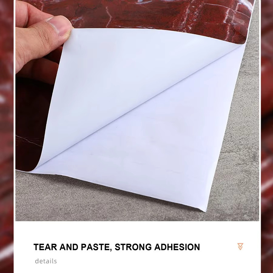 Selbstklebende PVC-Tapete von YUNPOINT in rotem Marmor Design, wasserfeste Vinyl Kontaktfolie für Badezimmer, Küche und Arbeitsplatten - Bild 5