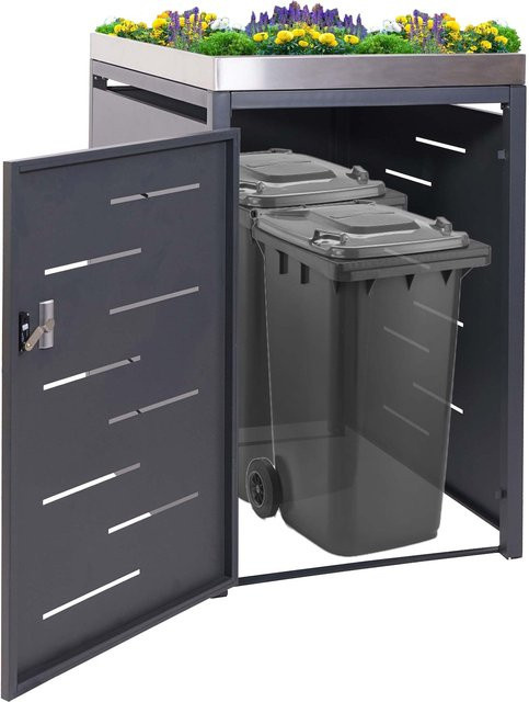 MCW Mülltonnenverkleidung und Pflanzkasten aus Edelstahl, erweiterbare Mülltonnenbox für 1 oder 2 Tonnen, B/T/H: 125 x 75 x 102 cm - Bild 1