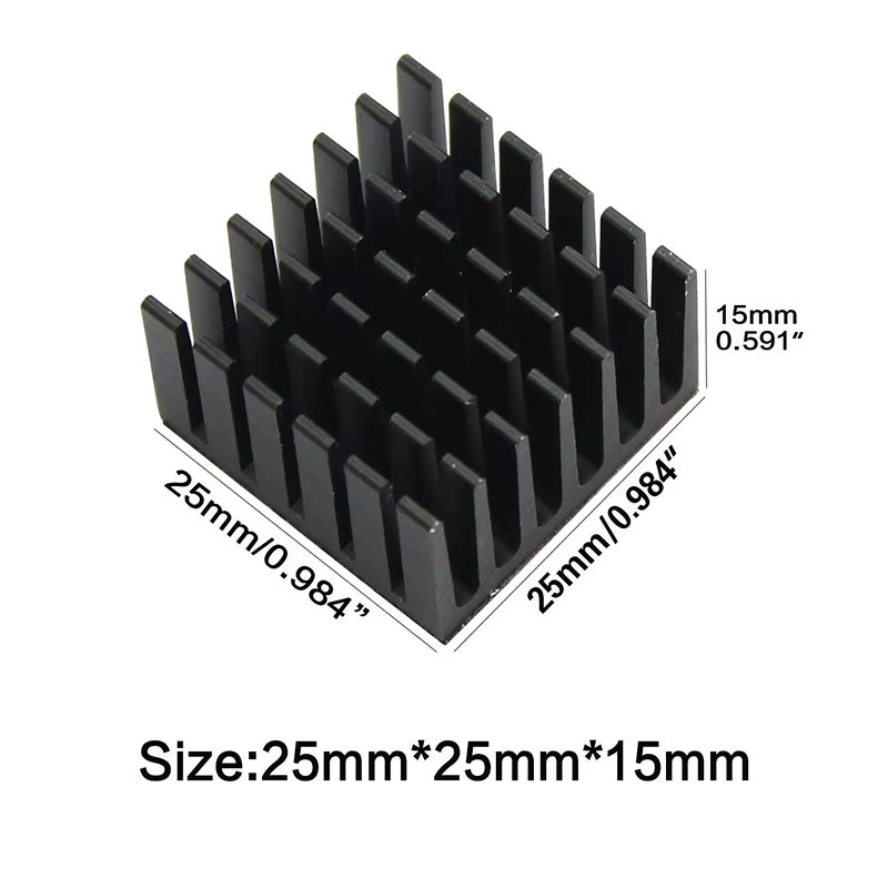 10er Set Aluminium Kühlkörper von YOUNUON für High Power LED und IC Chips, B/T/H: 2,5 x 2,5 x 1,5 cm, Silber und Schwarz - Bild 2