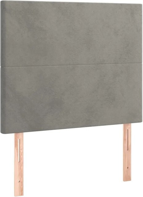 vidaXL Kopfteil aus Samt in Hellgrau, gepolstertes Paneel mit Lärchenmassivholz, Breite: 100 cm, Tiefe: 5 cm, Höhe: 118 bis 128 cm - Bild 1