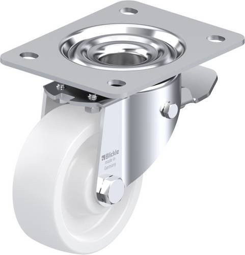 Blickle Lenkrolle LK-SPO 100G-3-ST mit Feststeller, Farbe Weiß, Rad-Durchmesser: 100 mm, Tragfähigkeit: 350 kg - Bild 1
